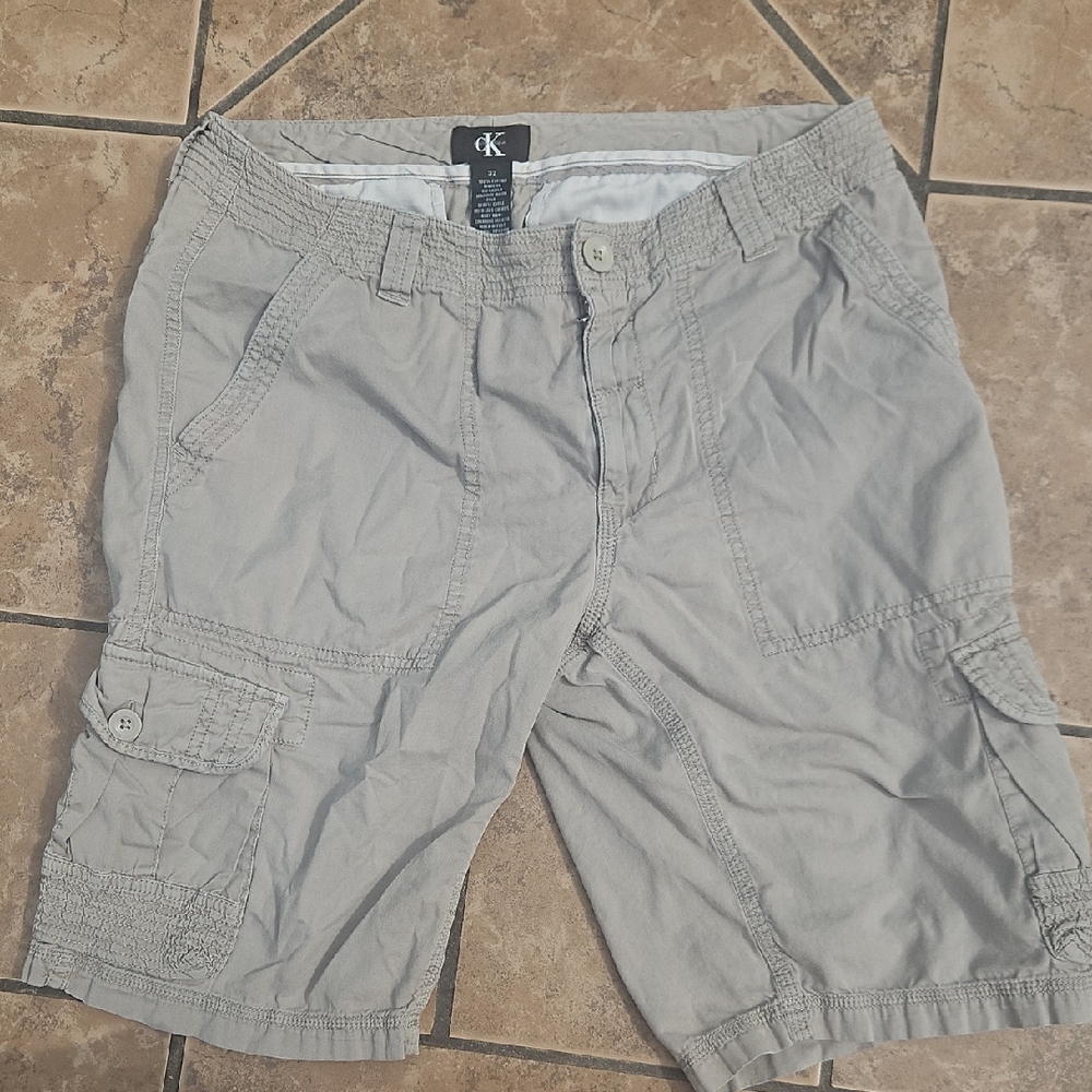 Calvin Klein Gray Cargo Shorts Lightweight Cotton